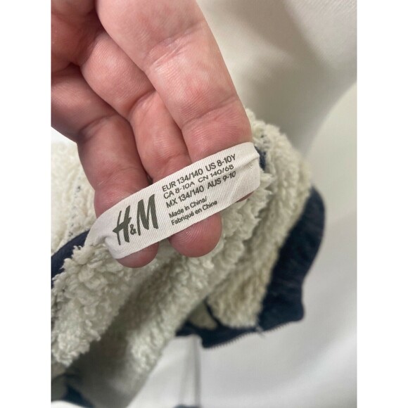 H&M Boy's Hoodie Blue Sharpa Lined Full Zip High Neck Outerwear Size Medium - Picture 8 of 8